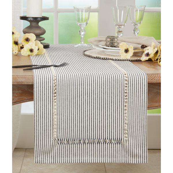 Saro Rectangle Striped Cotton Table Runner | Wayfair